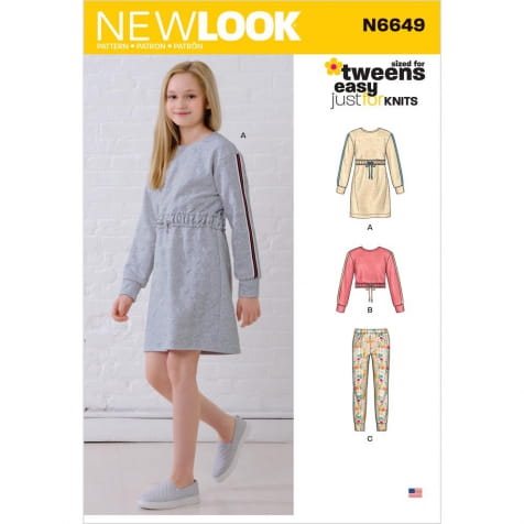 Sukienka sportowa, bluza, spodnie dresowe  - wykrój NEW LOOK N6649A