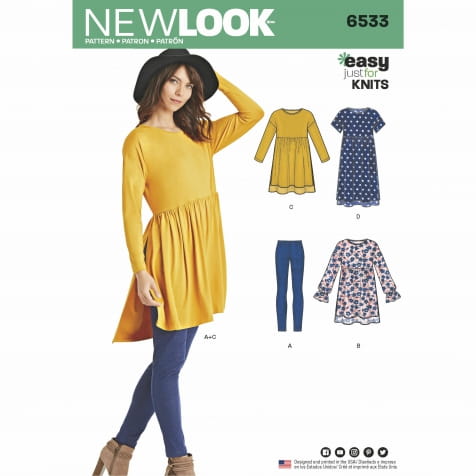 Damska bluzka lub top z leginsami  - wykrój NEW LOOK  N6533A
