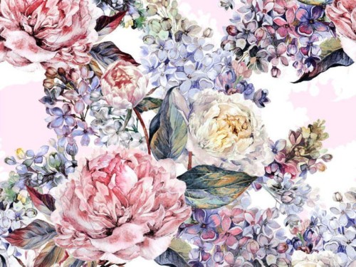 Jersey bawełna z elastanem peonie na różowym tle druk cyfrowy 