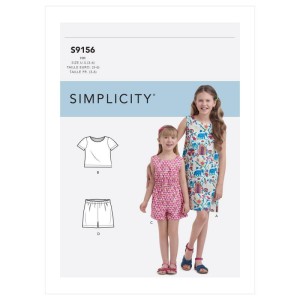Dziewczęcy komplet: sukienka, top, spodenki i kombinezon  - wykrój SIMPLICITY S9156