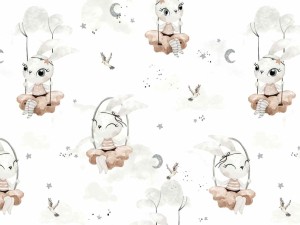 Tkanina 100% bawełna druk cyfrowy dream bunny na białym tle