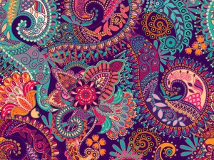 Jersey bawełna z elastanem  paisley mandale druk cyfrowy 